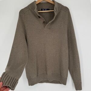 Vintage Y2K JCrew Sweater Womens S Brown Cotton Mock Neck 90s Preppy Fisherman